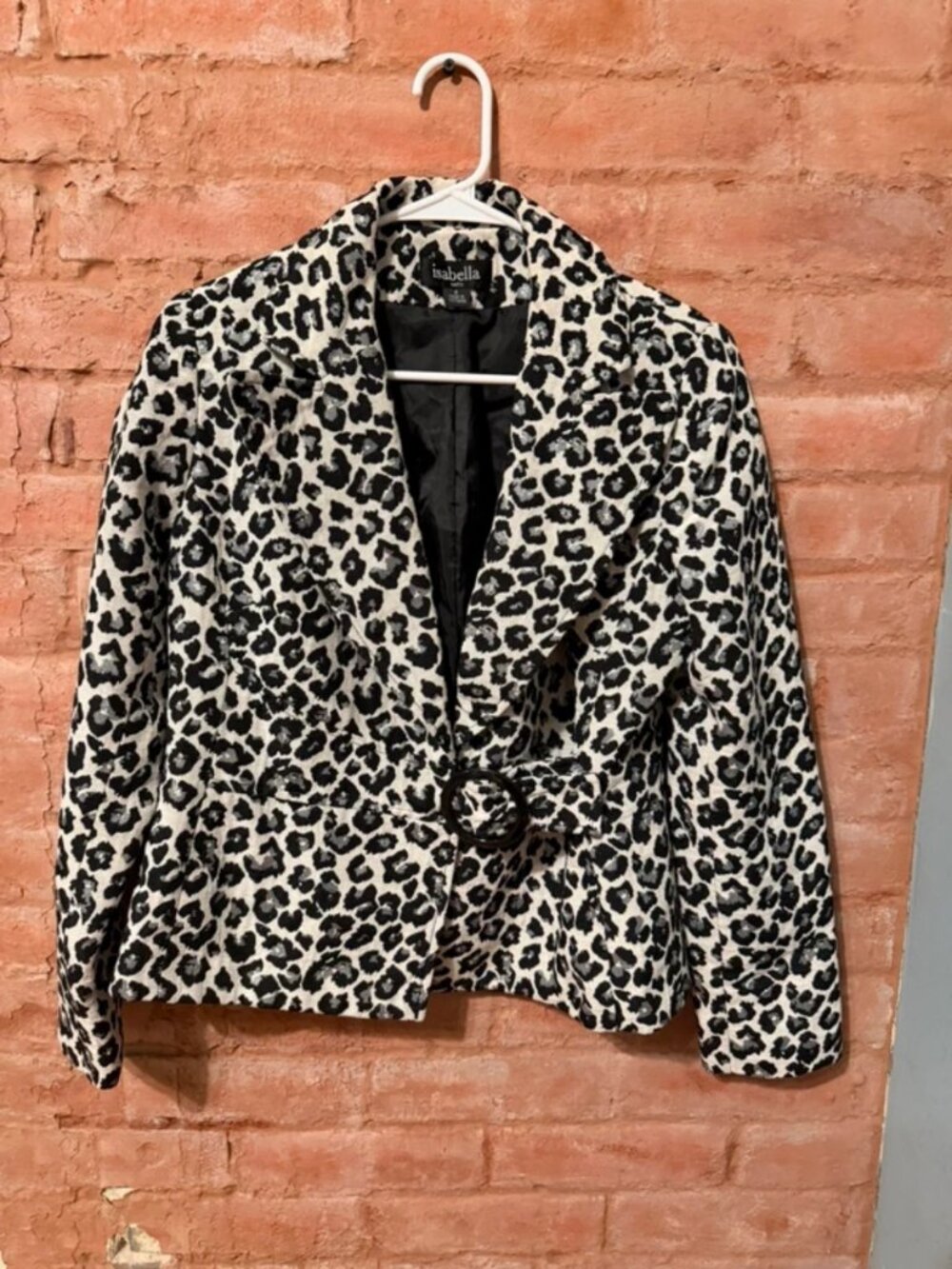 Isabella Suits Leopard Print Belted Blazer Jacket Y2K